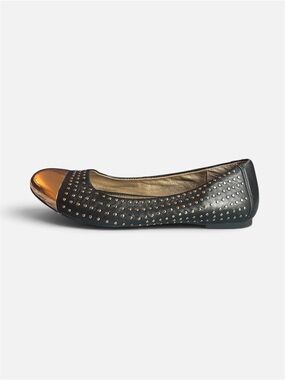 me too Black Studded Ballet Flat with Metallic Copper Cap